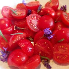 A picture of Sig's Sweet Cherry Tomato and Lavender Salad.