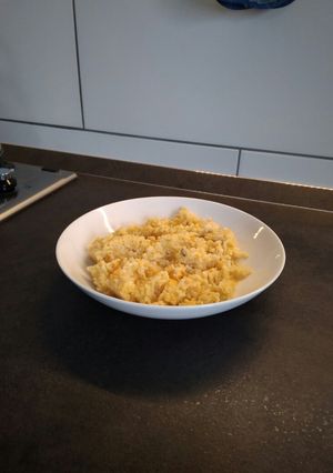 Una foto de Risotto de calabaza y roquefort