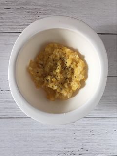 Foto resep Mpasi 9 bulan bintang 4, nasi tim jagung, wortel, salmon, tempe