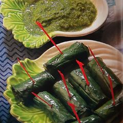 A picture of Potato Patra Rolls.