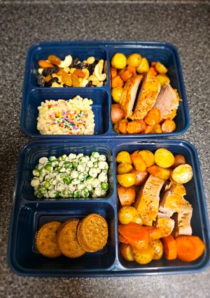 A picture of Pork Loin/Potatoes/Carrots Bento Lunch.