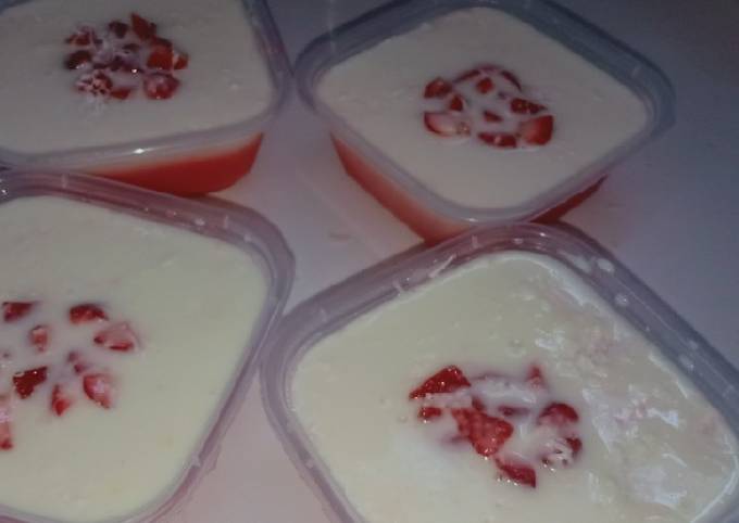 Resep Strawberry silky pudding Anti Gagal