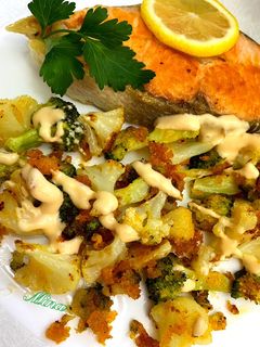 عکسی از دستور کلم بروکلی و گل کلم سرخ شده