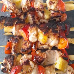 A picture of Marinated chicken skewers.
