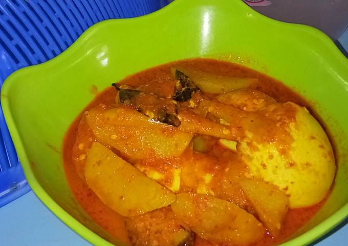 Rendang telur rebus + kentang tanpa santan