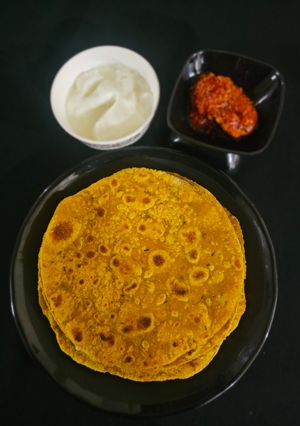 A picture of Moong paratha (protein rich).