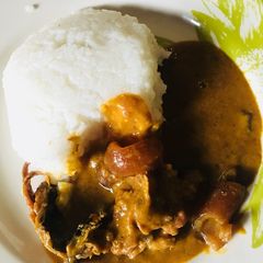 A picture of Rice food and beans soup.