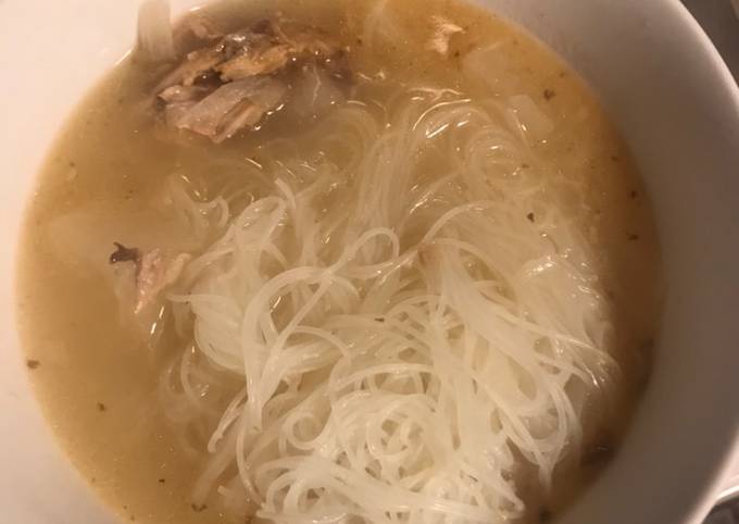 Turkey bone broth with rice noodles
