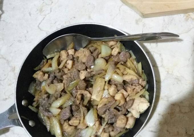 Sapi dan ayam teriyaki (diet mayo)