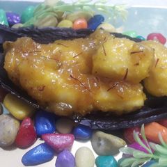 Sweet Banana Curry In Chocolate Boat A picture of Sweet Banana Curry In Chocolate Boat.