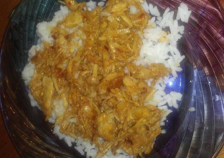 Simple Way to Make Homemade Bourbon Chicken over white rice