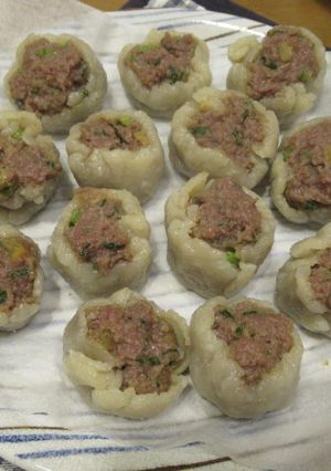 A picture of Beef Shumai with Fish Paste Wrappers.