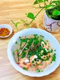 Banh Canh with Fish Cake, Shrimp, and Garlic Chives