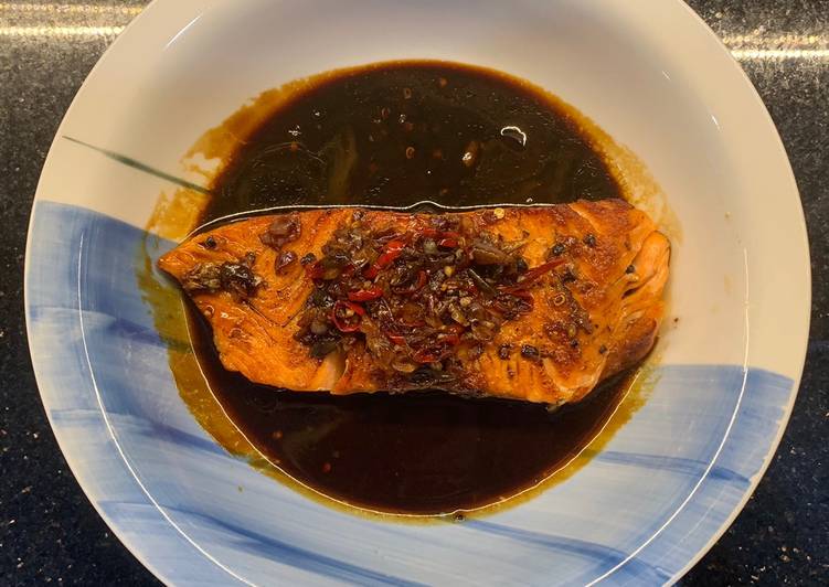 Tutorial membuat Salmon saos kecap pedas manis lezatt nikmat