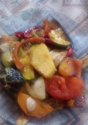 Una foto de Verduras a la plancheta