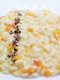Risotto con peperoni e crema di topinambur e porro