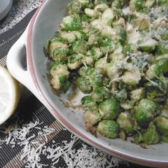 A picture of A side dish of Brussels Sprouts.