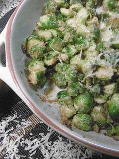 A picture of A side dish of Brussels Sprouts.