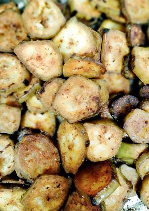 A picture of Green Banana (Vazhakkai) Fry.