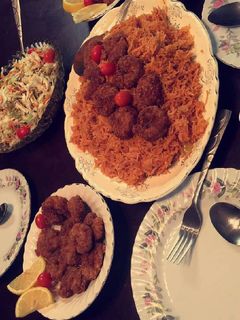 صورة لوصفة رز احمر مع الروبيان