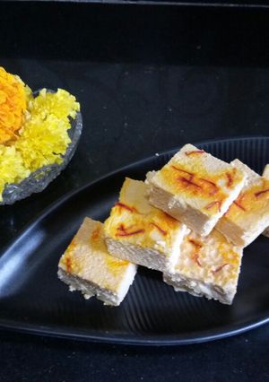 A picture of Kesari Curd Sandesh.