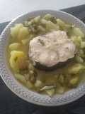 Patatas en salsa verde con congrio