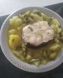 Patatas en salsa verde con congrio