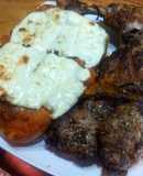 Coreano c/ hongos, tomates secos y pollo, mollejas a la provenzal