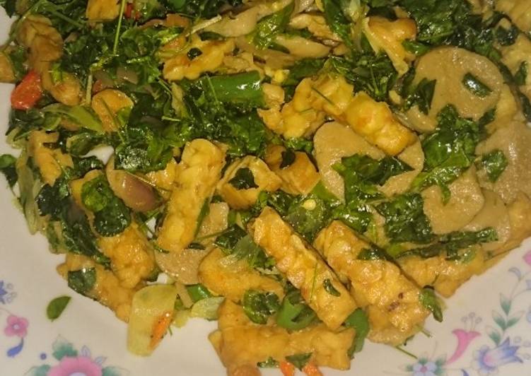 Resep 1. Tumis daun kelor tempe bakso, Enak