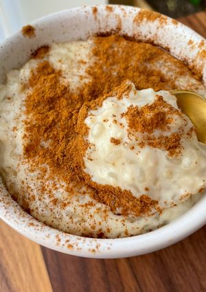 Foto principal de Arroz con leche konjac y avena súper cremoso