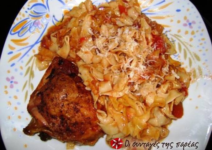 Chicken with hilopites in the oven