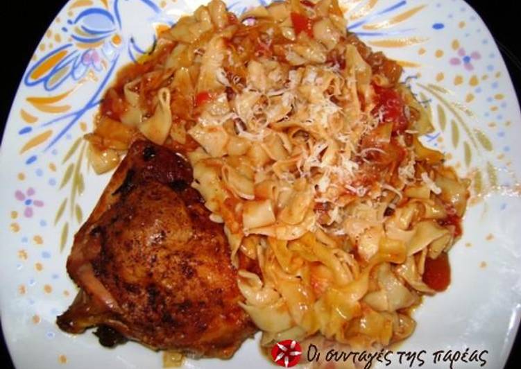 Chicken with hilopites in the oven