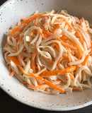 Daikon, Carrot & Imitation Crab Meat Salad with Creamy Sesame Dressing