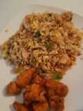Arroz chino y pollo naranja