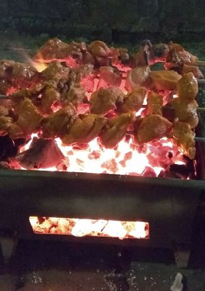 A picture of Seekh Kabab (Traditional process).