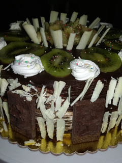 A picture of Black forest in pineapple sorbet n chocolate ganache#easterdish.