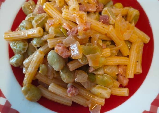 Ricetta di Fatto in casa Pasta con fave e pancetta❤️