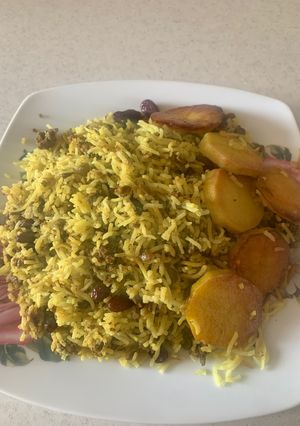 عکسی از دستور عدس پلو با گوشت چرخ کرده