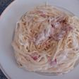 Espaguetis con mozarella y nata