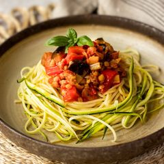 A picture of Aubergine and Lentil Ragu.
