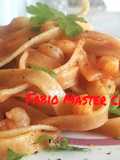 Fettuccine Integrali con Gamberetti sfumati al Cognac e Zafferano