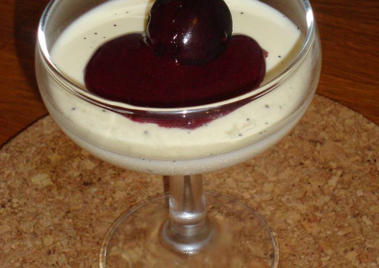 Vanilla Bean Panna Cotta with Cherry Sauce