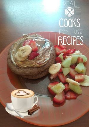 Una foto de Pancakes de avena y cacao