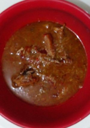A picture of Cocoyam and Fish soup.