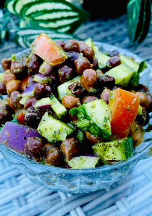 A picture of Black chana salad.