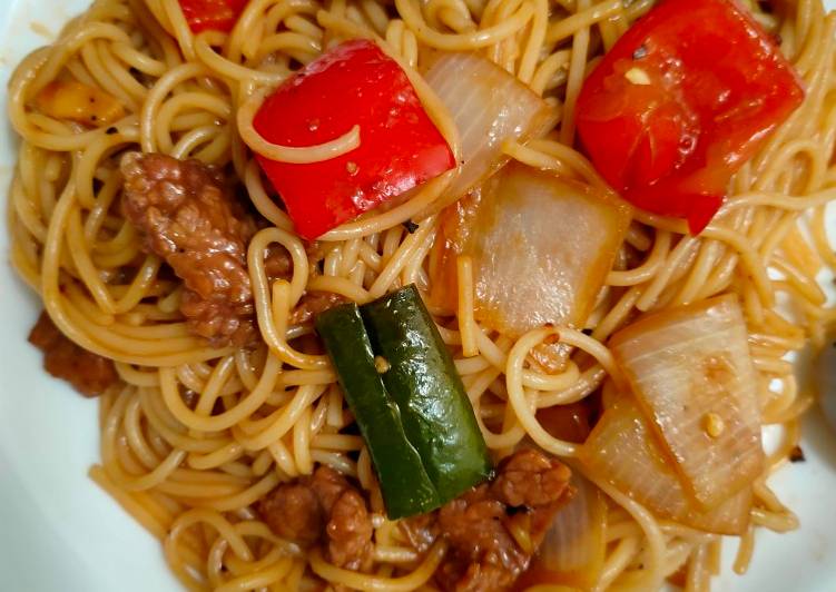 Resep Spaghetti Sapi Lada Hitam Anti Gagal