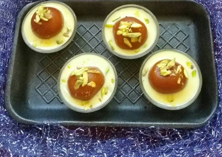 Gulab jamun with custard