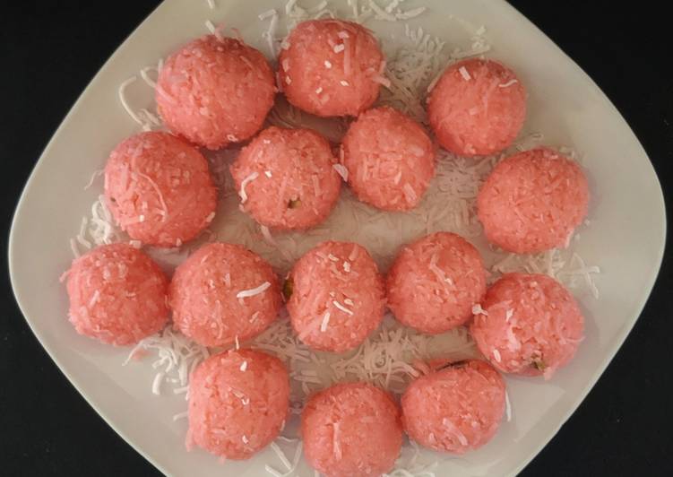 Simple Way to Make Super Quick Homemade Rose Coconut Ladoo Coconut Truffle