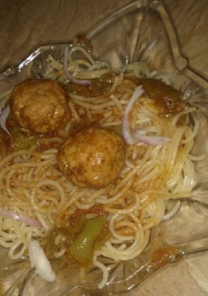 A picture of Meet ball spaghetti 🍝.