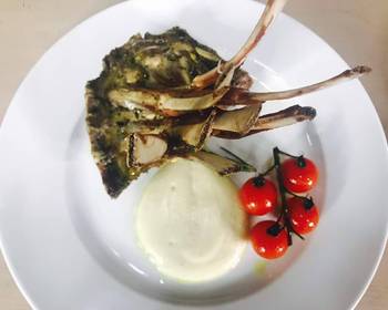 How To Making Recipe Lamb Rack on a bed of cauliflower puree Yummy